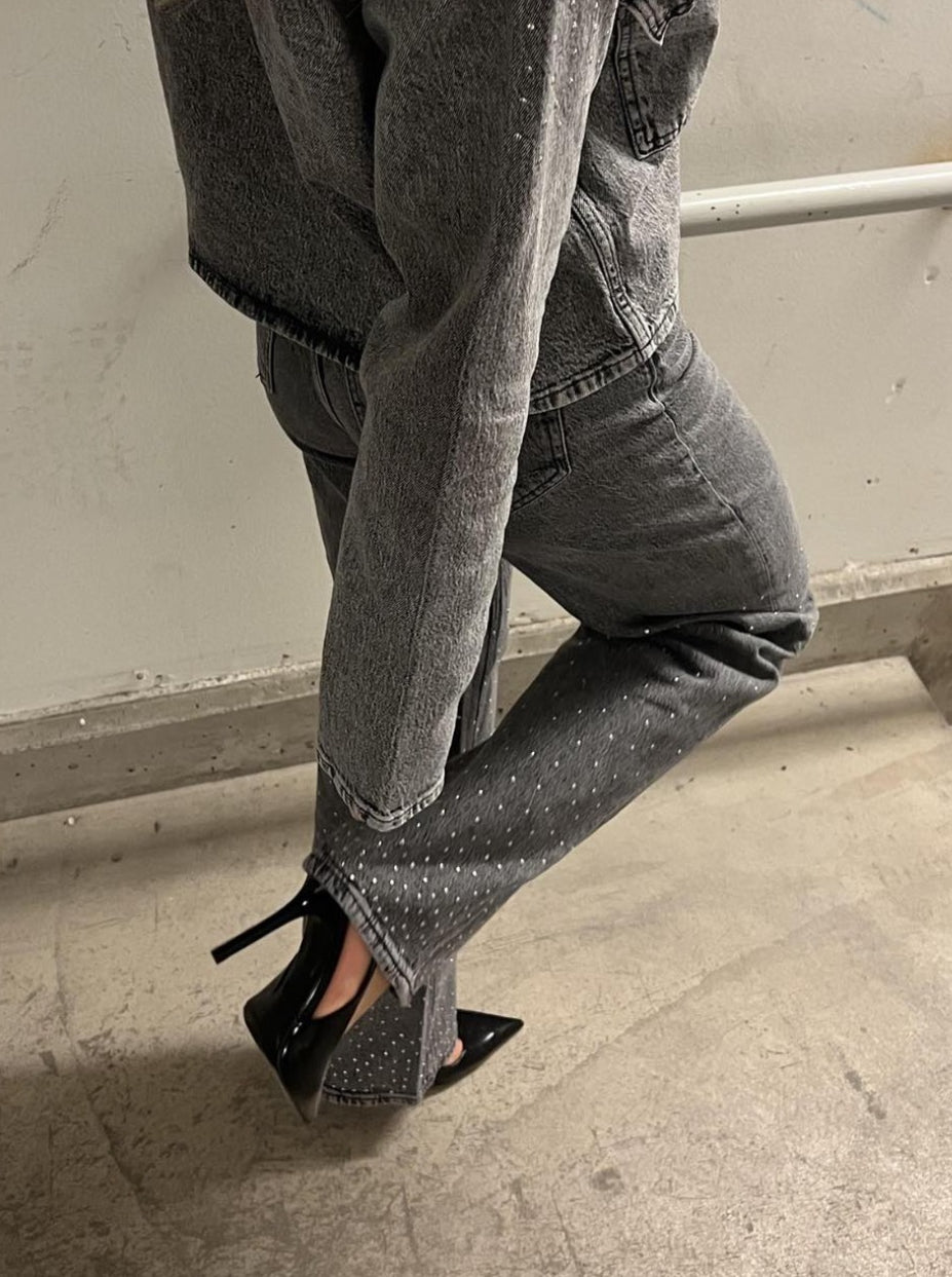VMTESSA Jeans with studs - Light Grey Denim