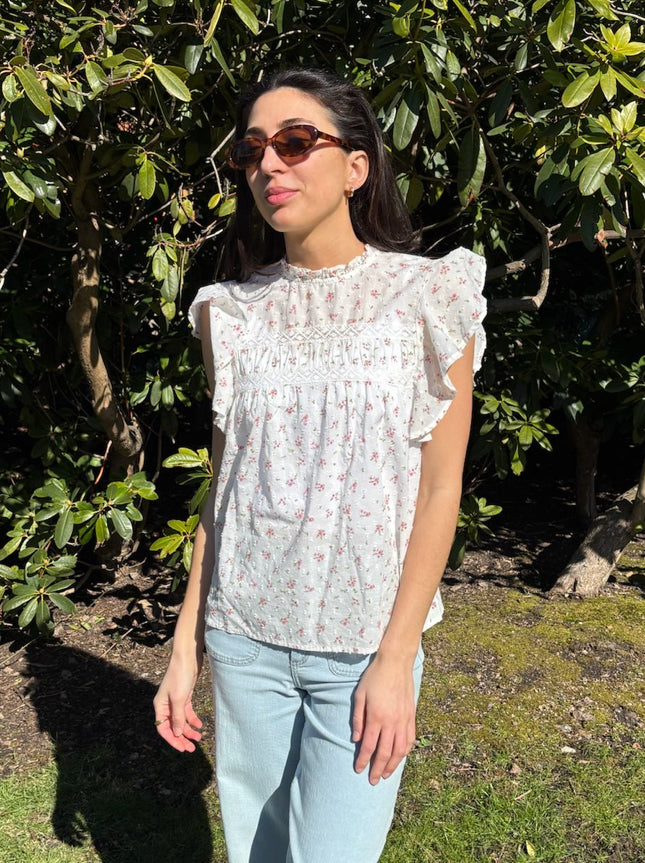 VMTRINE Top - Snow White with pink flowers
