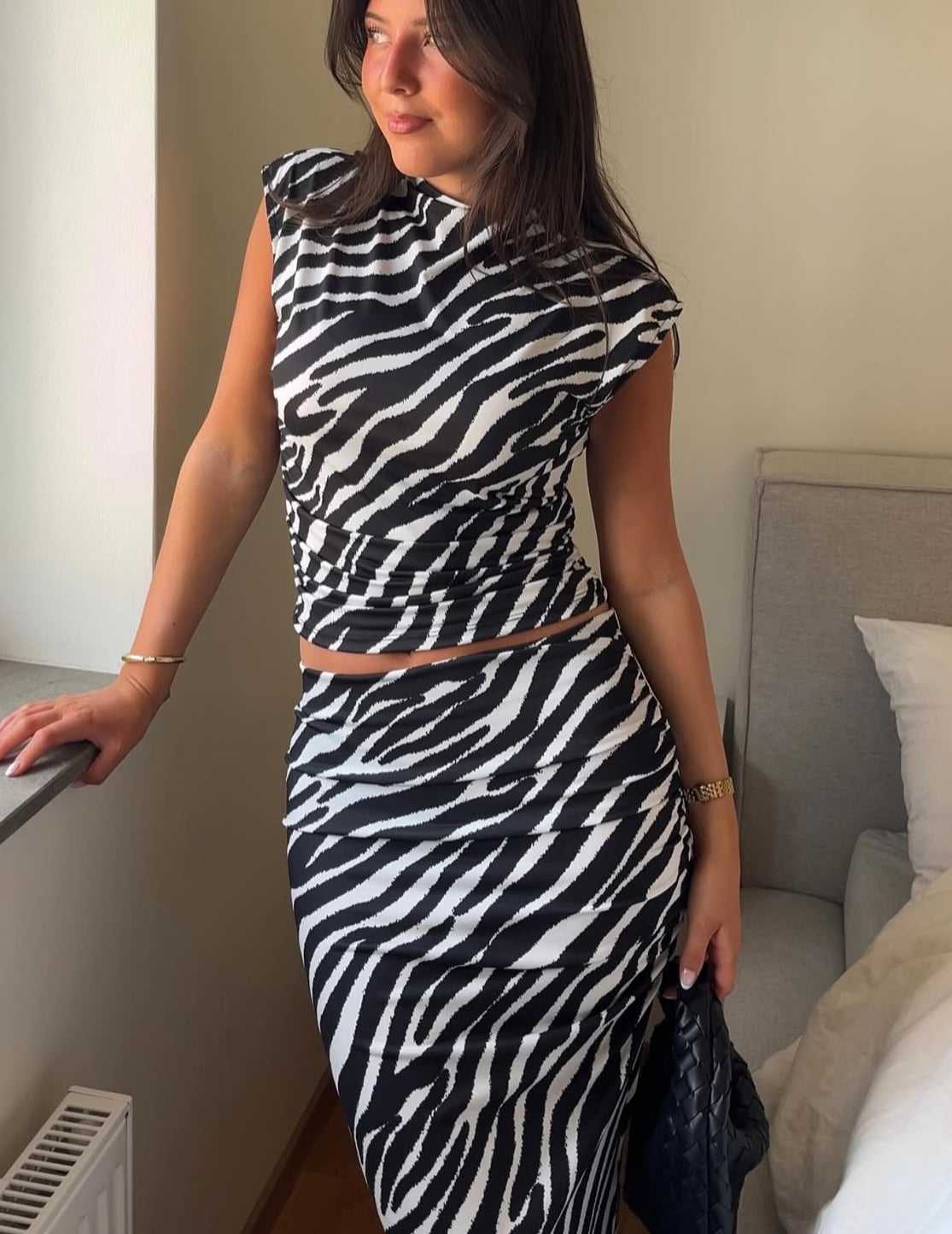 VMCHRIS Long Skirt - animal black/white